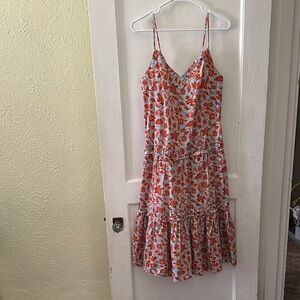 Derek Lam 10 Crosby Blue Floral Tiered Knee Length Shift Dress